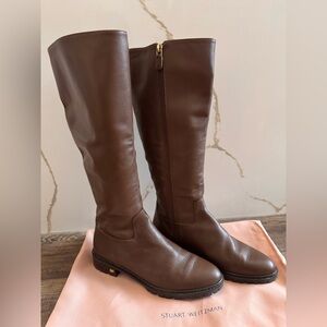 Stuart Weitzman Brown Leather Lug Sole Tall Boots - Size 7.5